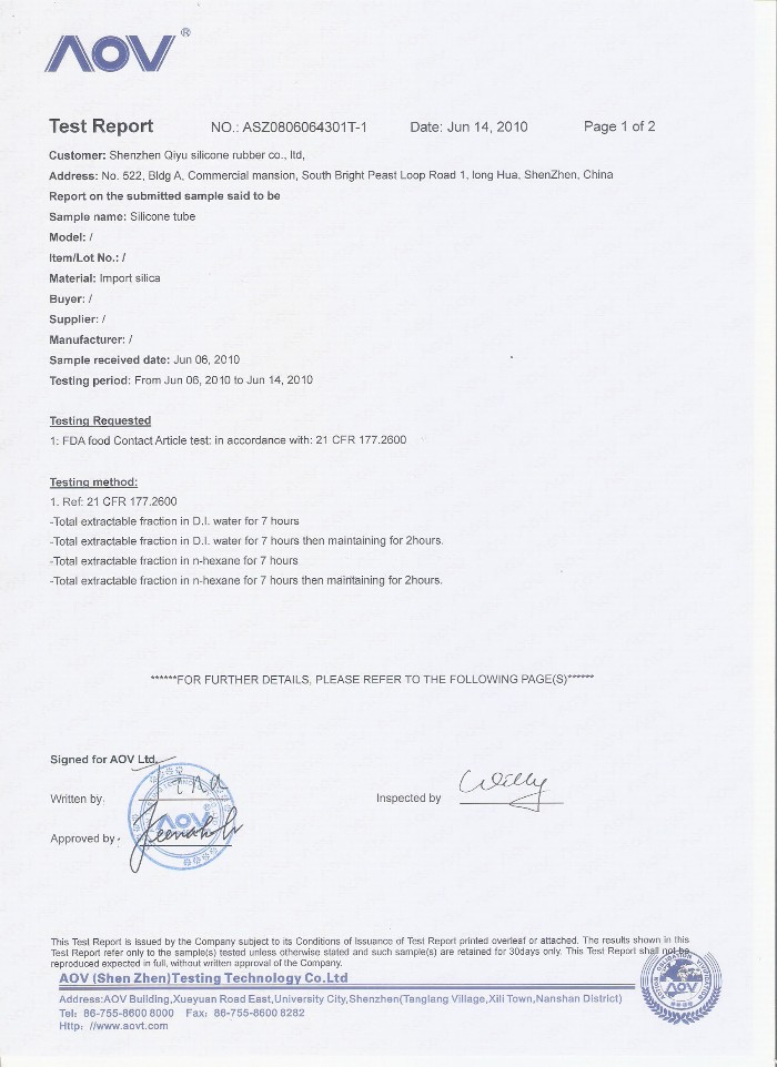 Report (silicone tube) - Click to enlarge